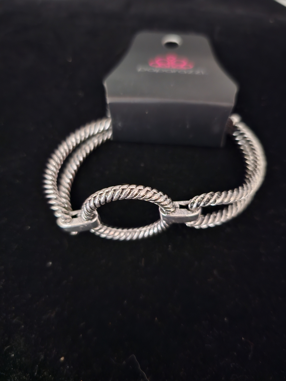 paparazzi Silver-Tone Twisted Rope Link Bracelet